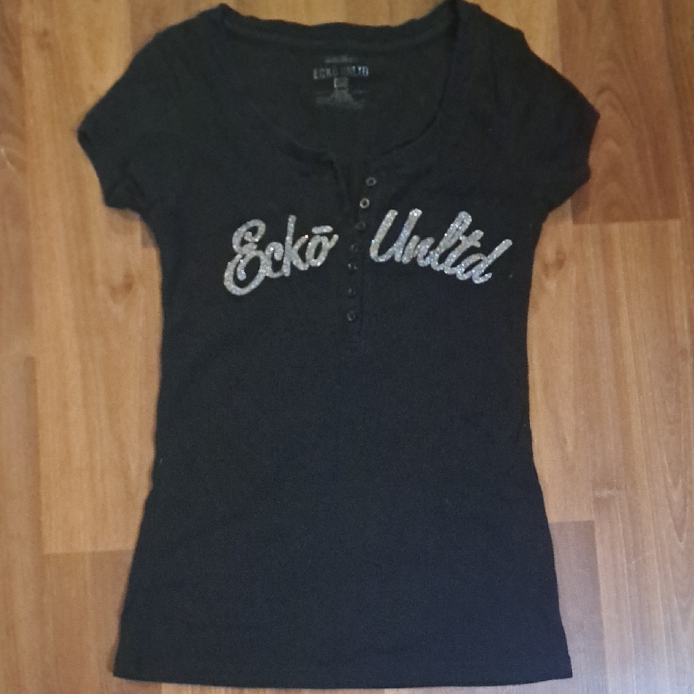 Vintage Ecko Unlimited Black Tee with Silver Accents